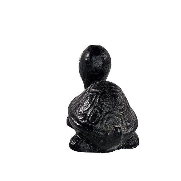 Vintage Coal Turtle Miniature Figurine Handmade Googly Eyes Black Quirky Decor - Picture 4 of 8